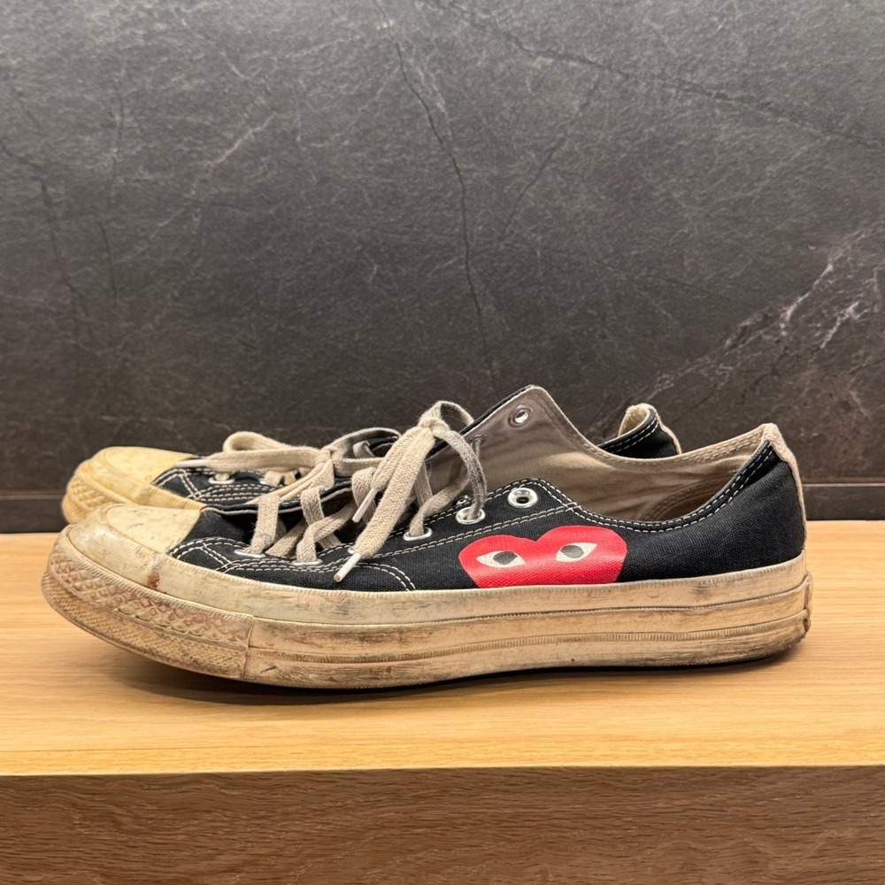 Converse Chuck 70 CDG Sneakers Mens 8 Black Play Comme des Garcons Heart *FLAW - Picture 8 of 13